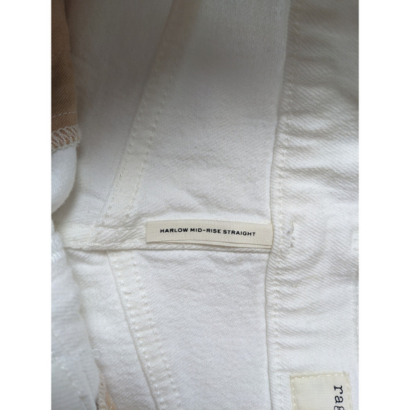 Rag & Bone Harlow Mid Rise Straight Leg Jeans Optic White 30 Ankle Stretch - Picture 4 of 11